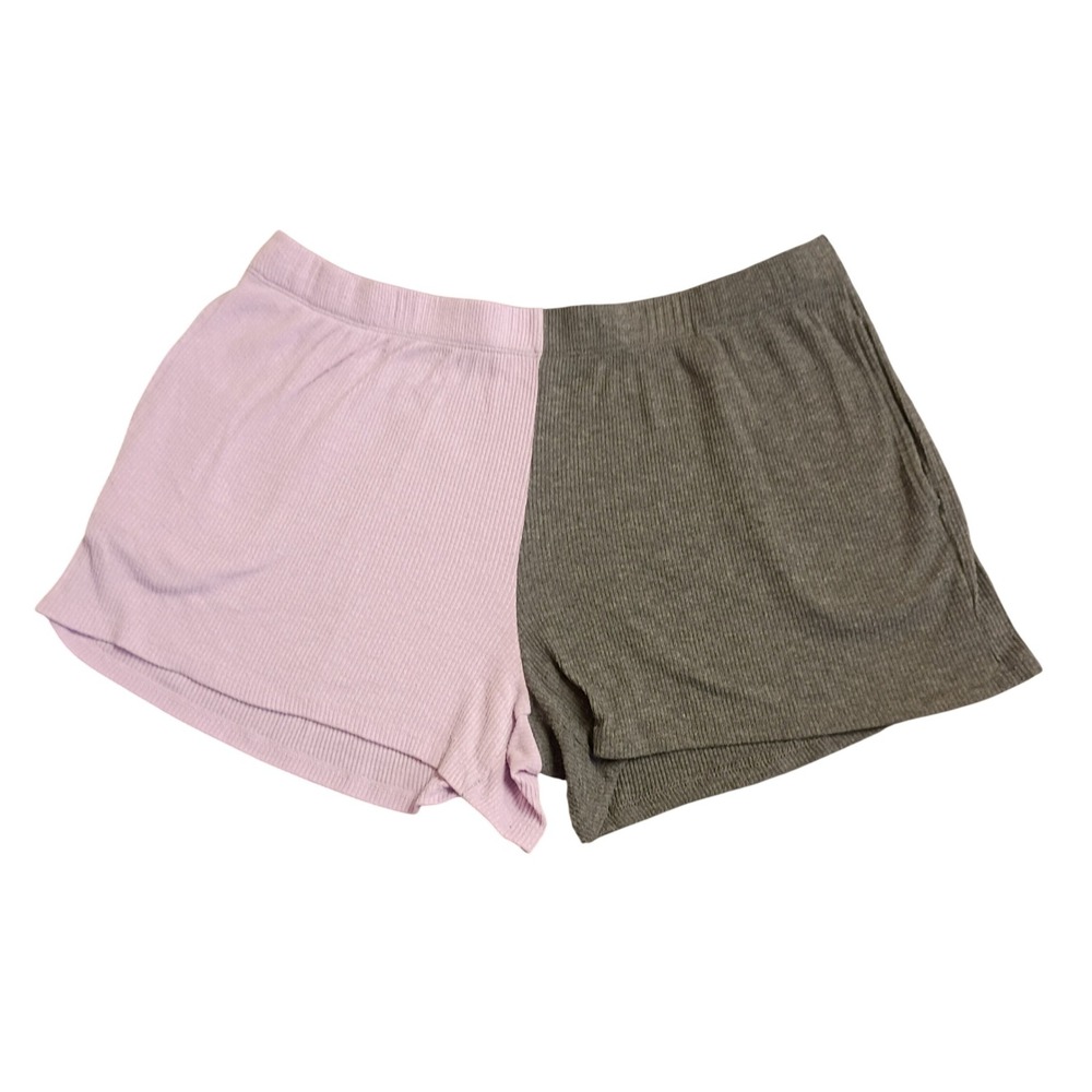 Joyspun Pajama Shorts Womens XL Purple Grey Colorblock Ribbed Knit JS1309862SB